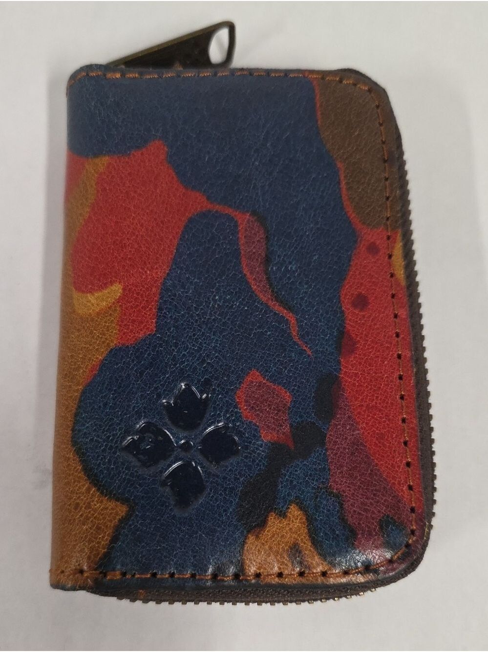 Patricia Nash Abri Leather Card Coin Case Zipper Closure Parisian Camo Print